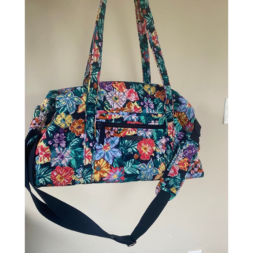 Vera Bradley Duffle Weekender Travel Bag Happy Blooms EUC